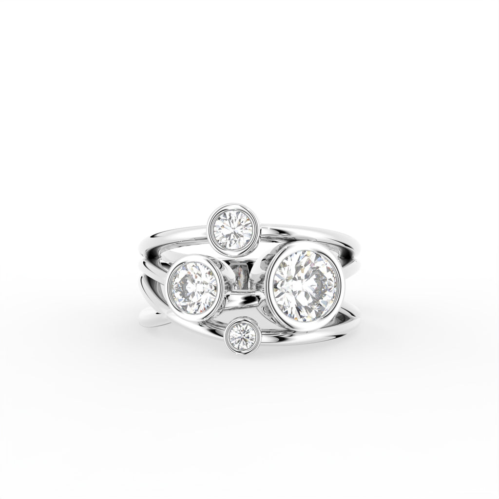 18K Yellow Gold Bezel Round Diamond Ring — TOP