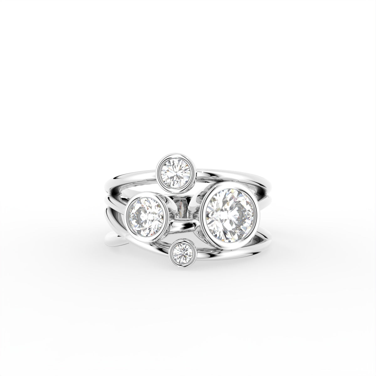 18K Yellow Gold Bezel Round Diamond Ring — TOP