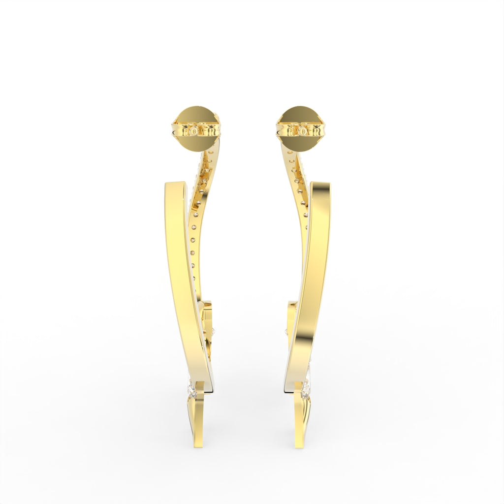 Sterling Silver Pear Diamond Earrings — FRONT/BACK