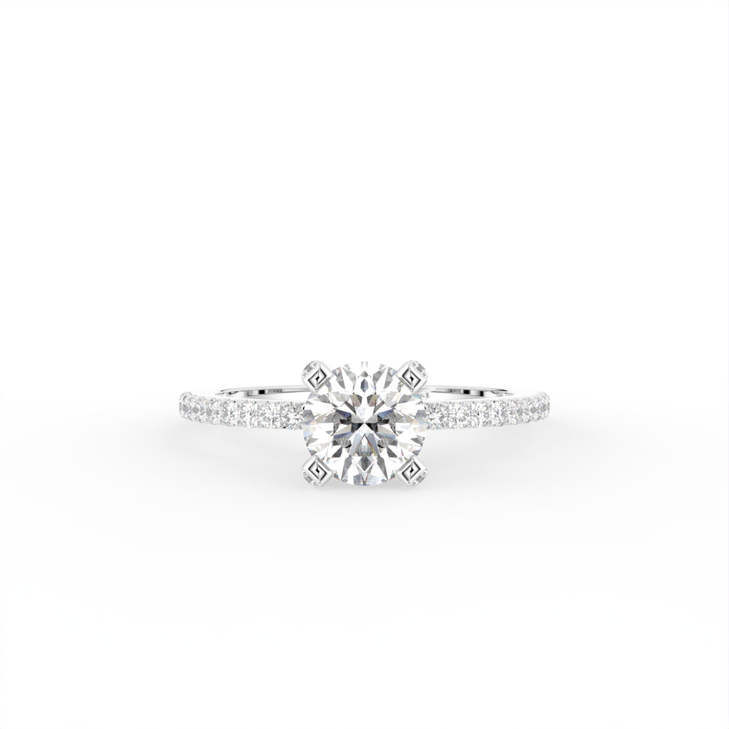 18K Round Diamond Engagement Ring — TOP