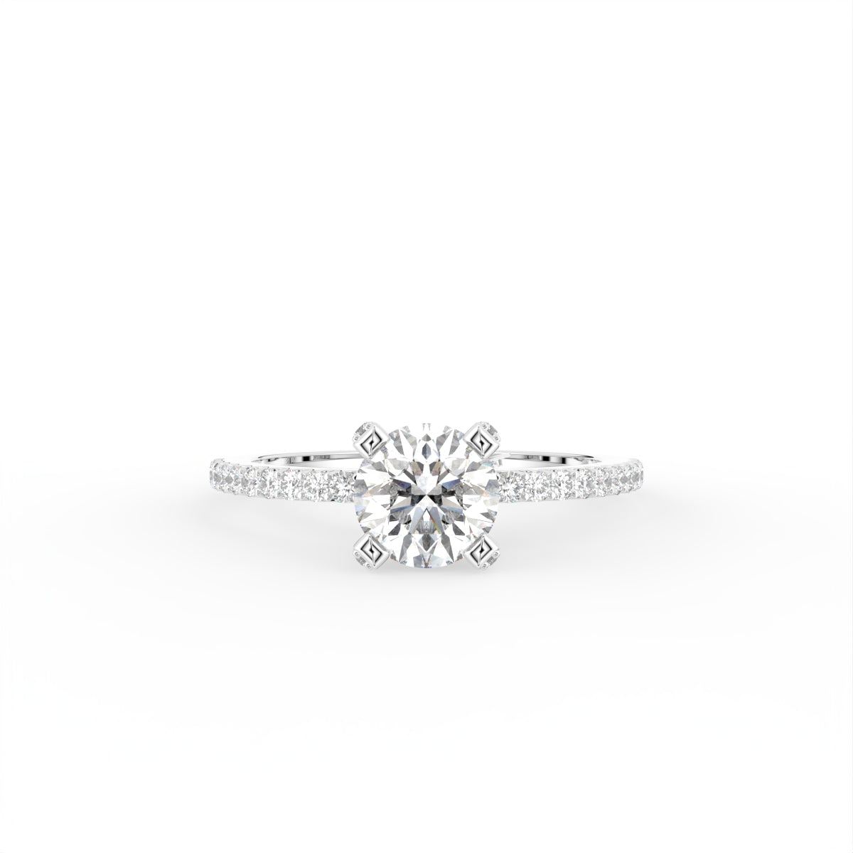 18K Round Diamond Engagement Ring — TOP