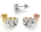 18K White Gold Pear Diamond Climber Earrings — 3 COLOR