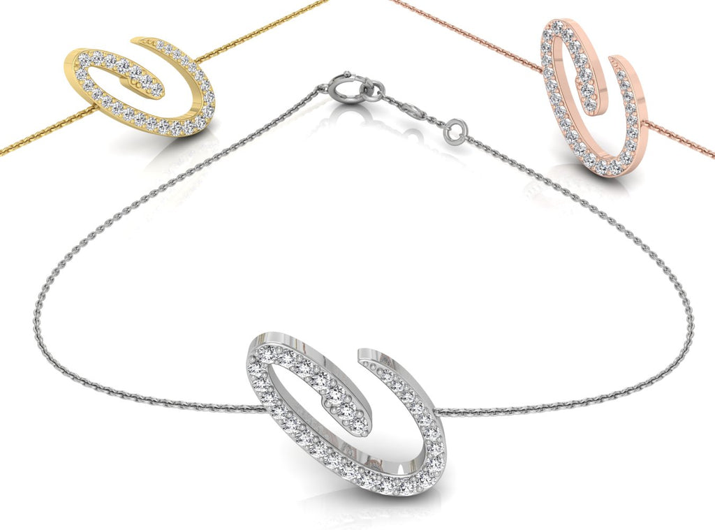 18K Alphabet Diamond Bracelet — 3 COLOR