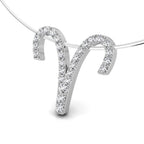 18K White Gold Zodiac Round Diamond Pendant — 3D VIEW