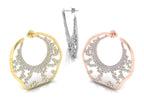 14K White Gold Round Diamond Earrings — 3 COLOR