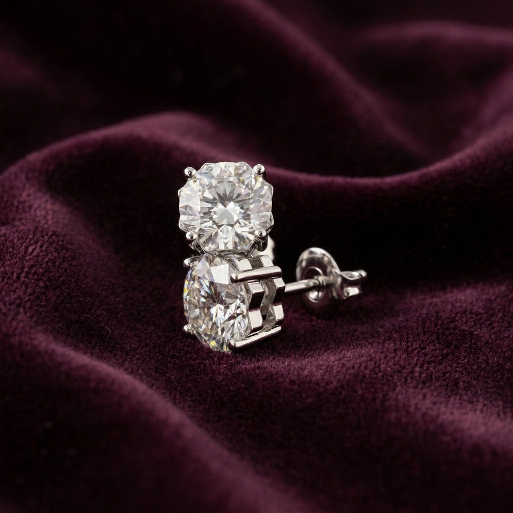 18K Solitaire Diamond Earrings