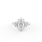 14K White Gold Oval Baguette Diamond Ring — TOP