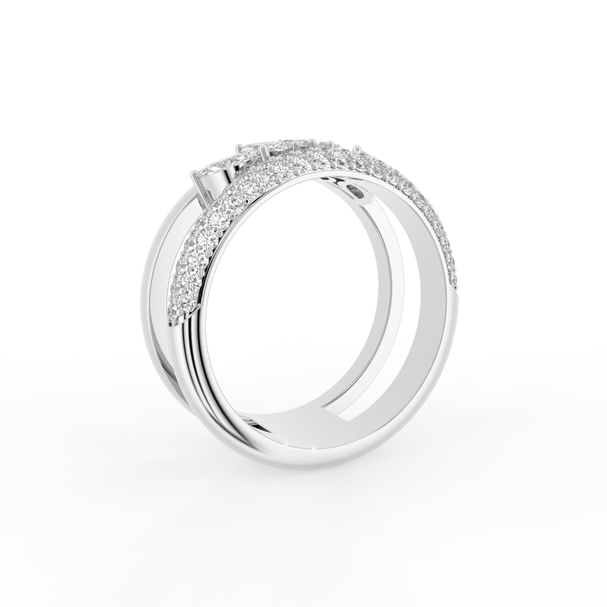 18K Bespoke Marquise Diamond Crown Ring — 3D VIEW