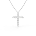 18K White Gold Cross Round Diamond Pendant — FRONT