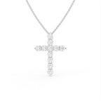 18K White Gold Cross Round Diamond Pendant — FRONT