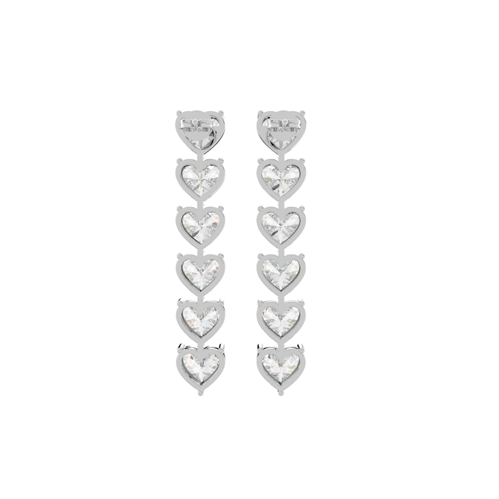 18K Heart Diamond Drop Earrings — BACK