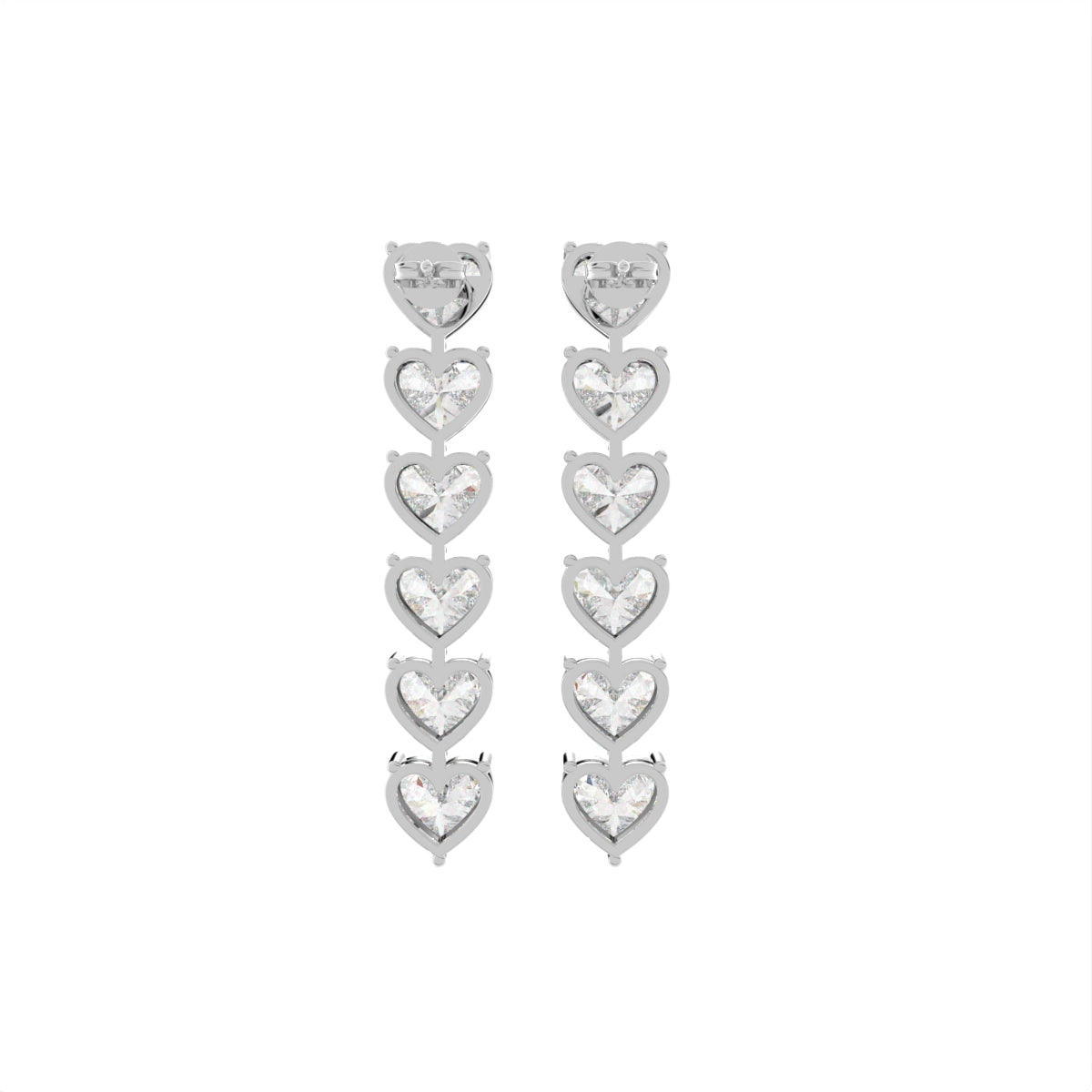 18K Heart Diamond Drop Earrings — BACK