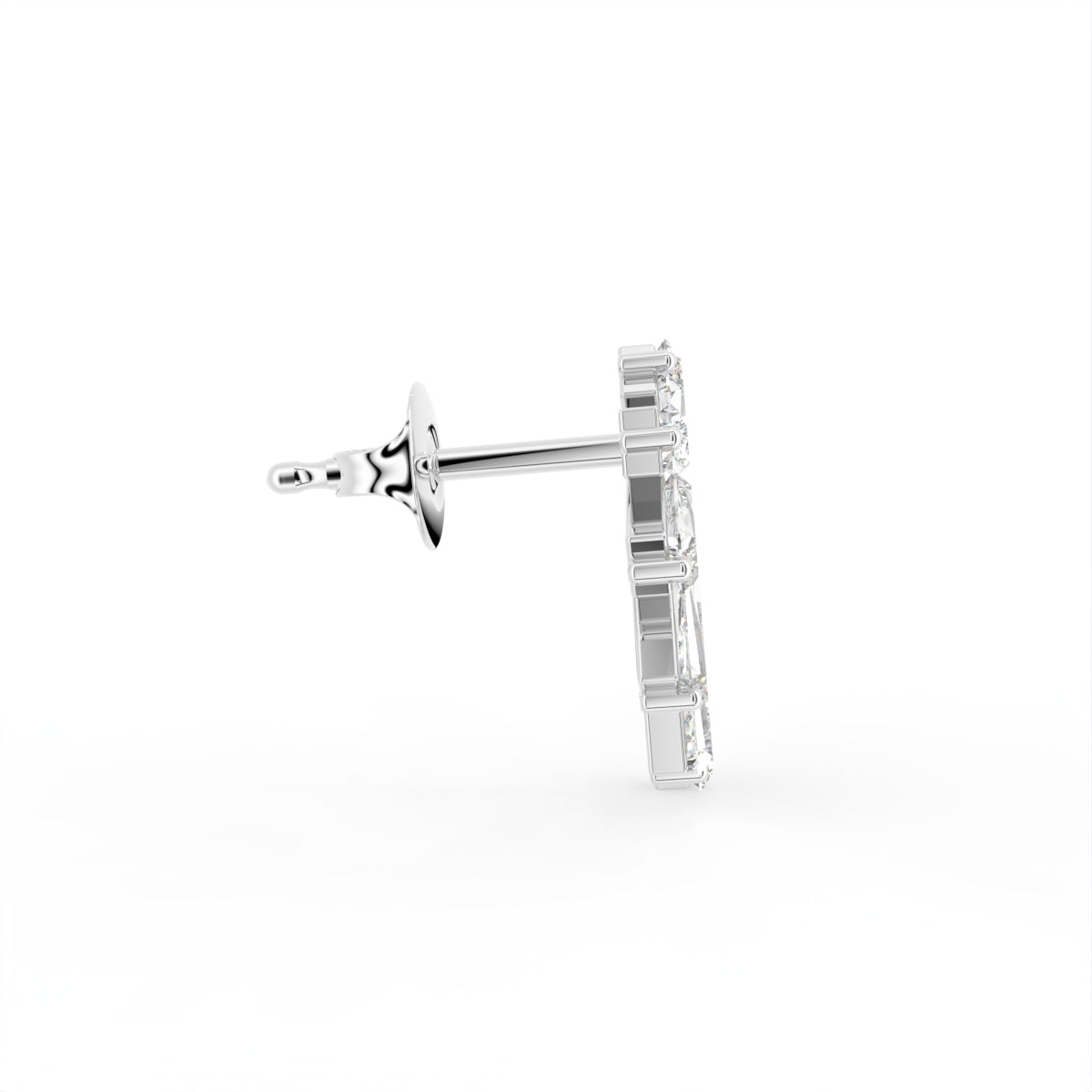 18K Mixed Cut Bespoke Diamond Earrings — SIDE VIEW
