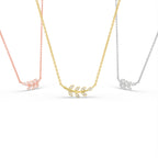 18K Floral Leaf Diamond Pendant — 3 COLOR