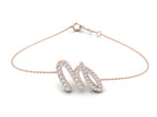18K Rose Gold Alphabet Round Diamond Bracelet — TOP