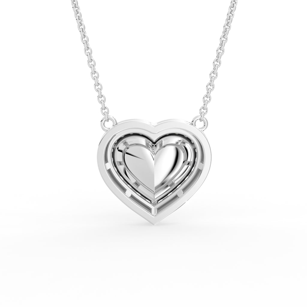 18K Halo Heart Diamond Pendant — BACK