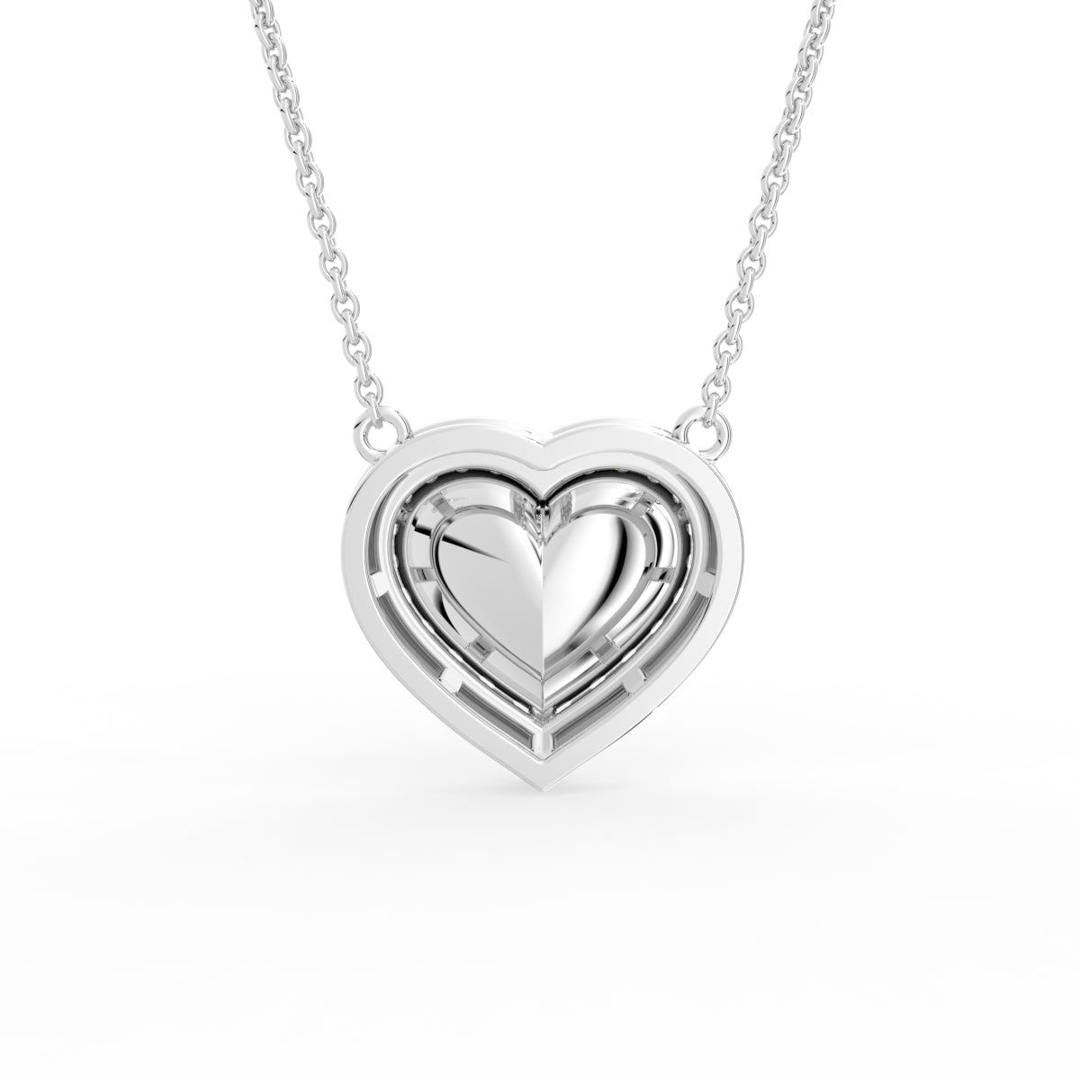 18K Halo Heart Diamond Pendant — BACK