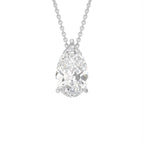 18K White Gold Solitaire Pear Diamond Pendant — FRONT