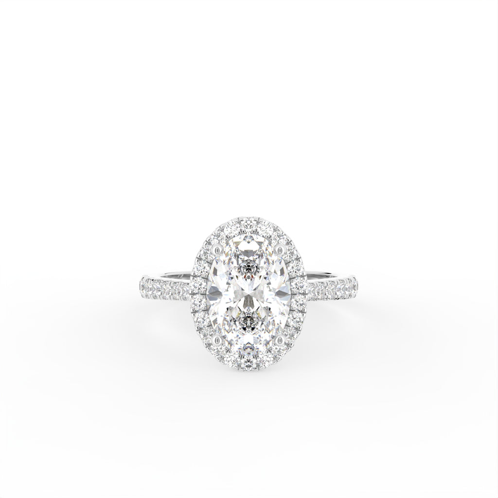 18K Halo Oval Diamond Ring — TOP