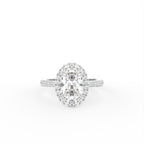 18K Halo Oval Diamond Ring — TOP