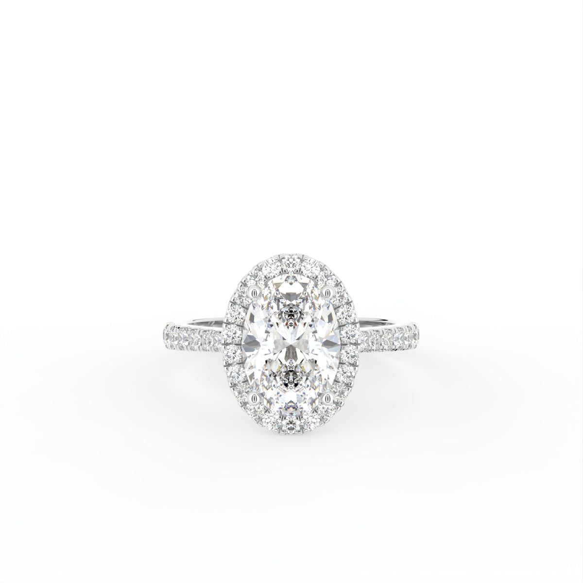 18K Halo Oval Diamond Ring — TOP