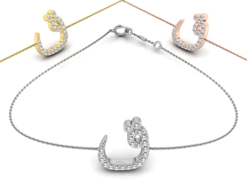 18K Arabic Alphabet Diamond Bracelet — 3 COLOR