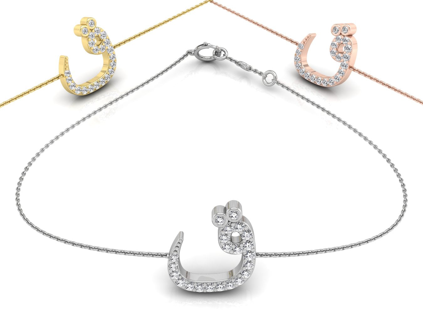 18K Arabic Alphabet Diamond Bracelet — 3 COLOR