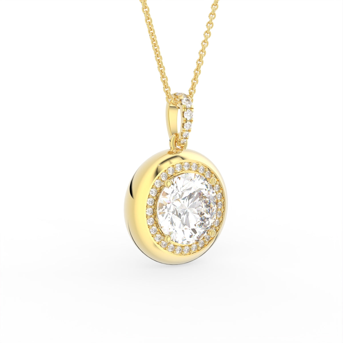 Sterling Silver Diamond Pendant — 3D / RIGHT