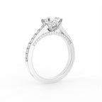 18K Princess Cut Diamond Shoulder Set Ring — 3D VIEW