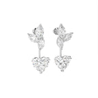 18K White Gold Heart Marquise Diamond Drop Earrings — 3D VIEW