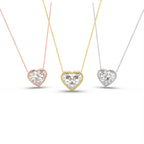 18K Heart Solitaire Diamond Pendant — 3 COLOR