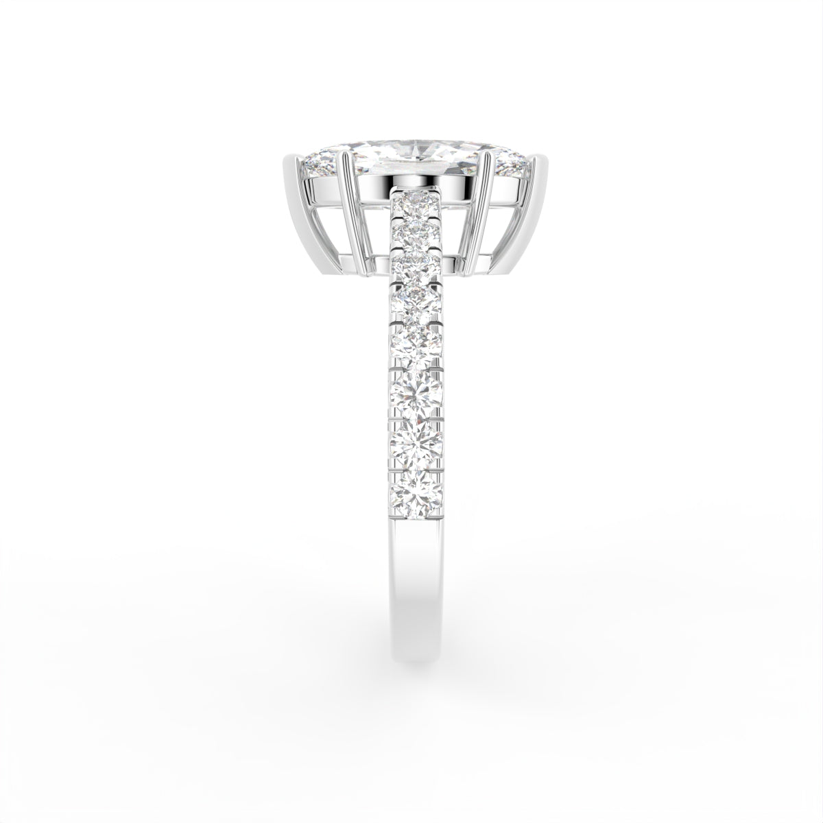 18K Marquise Diamond Solitaire Engagement Ring — SIDE