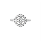 18K Halo Round Diamond Ring — TOP