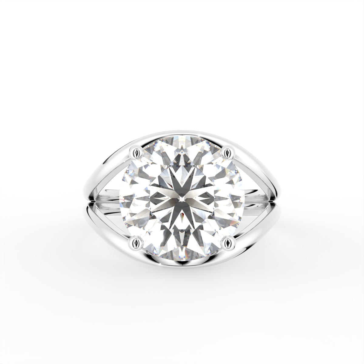 18K Yellow Gold Solitaire Round Diamond Ring — TOP