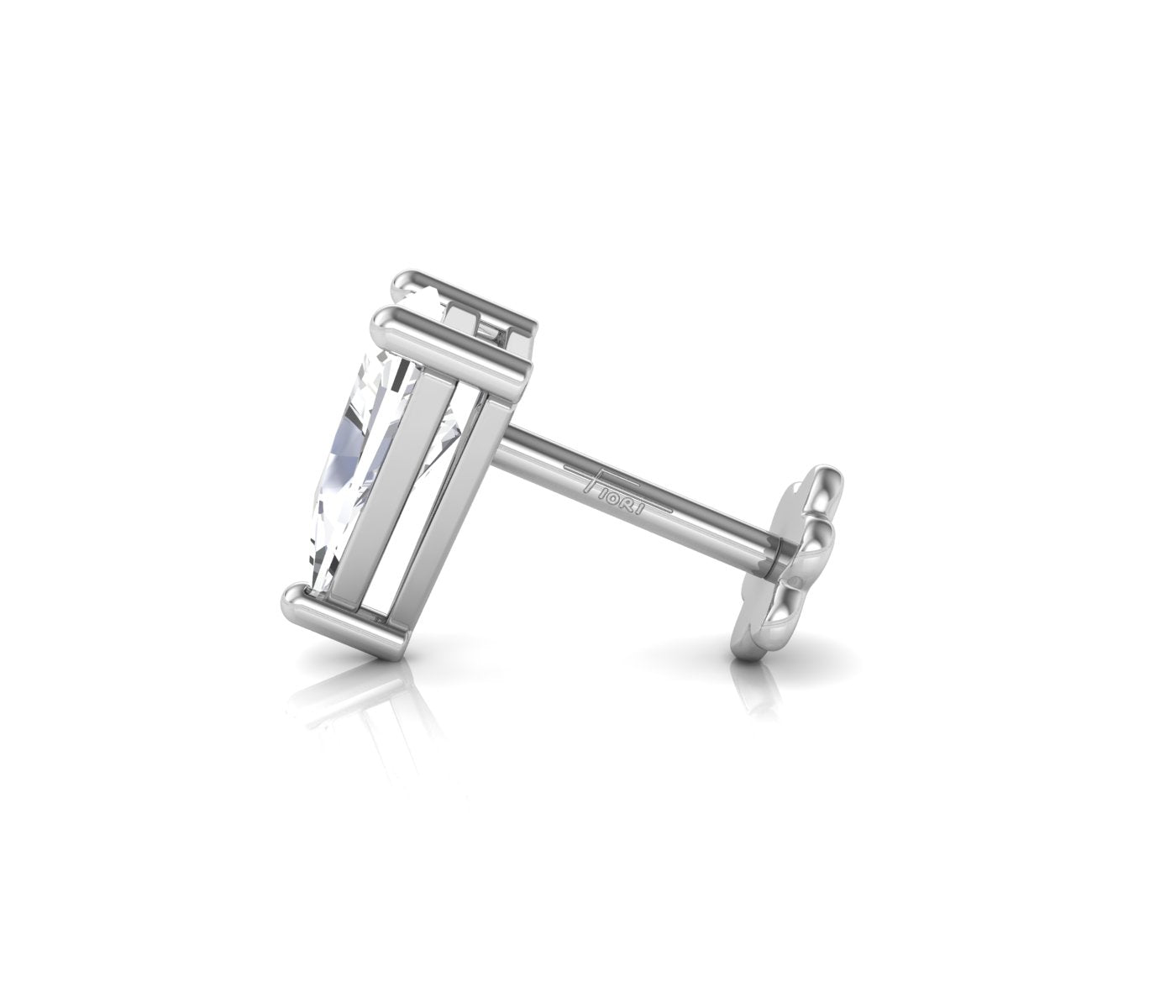 vimg:FJ4907|vimg:FJ4912|14K White Gold Trillion Diamond Stud Earrings — SIDE VIEW