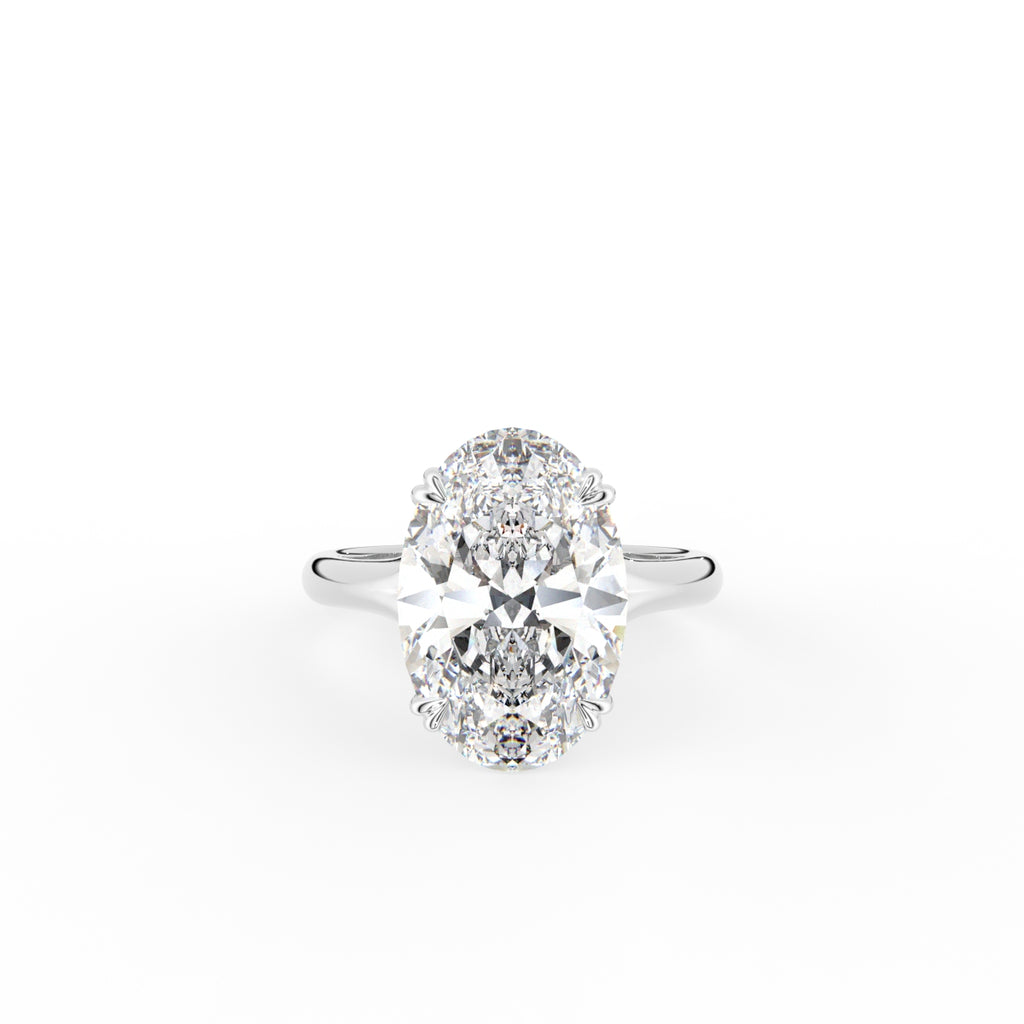 18K Yellow Gold Solitaire Oval Diamond Ring — TOP