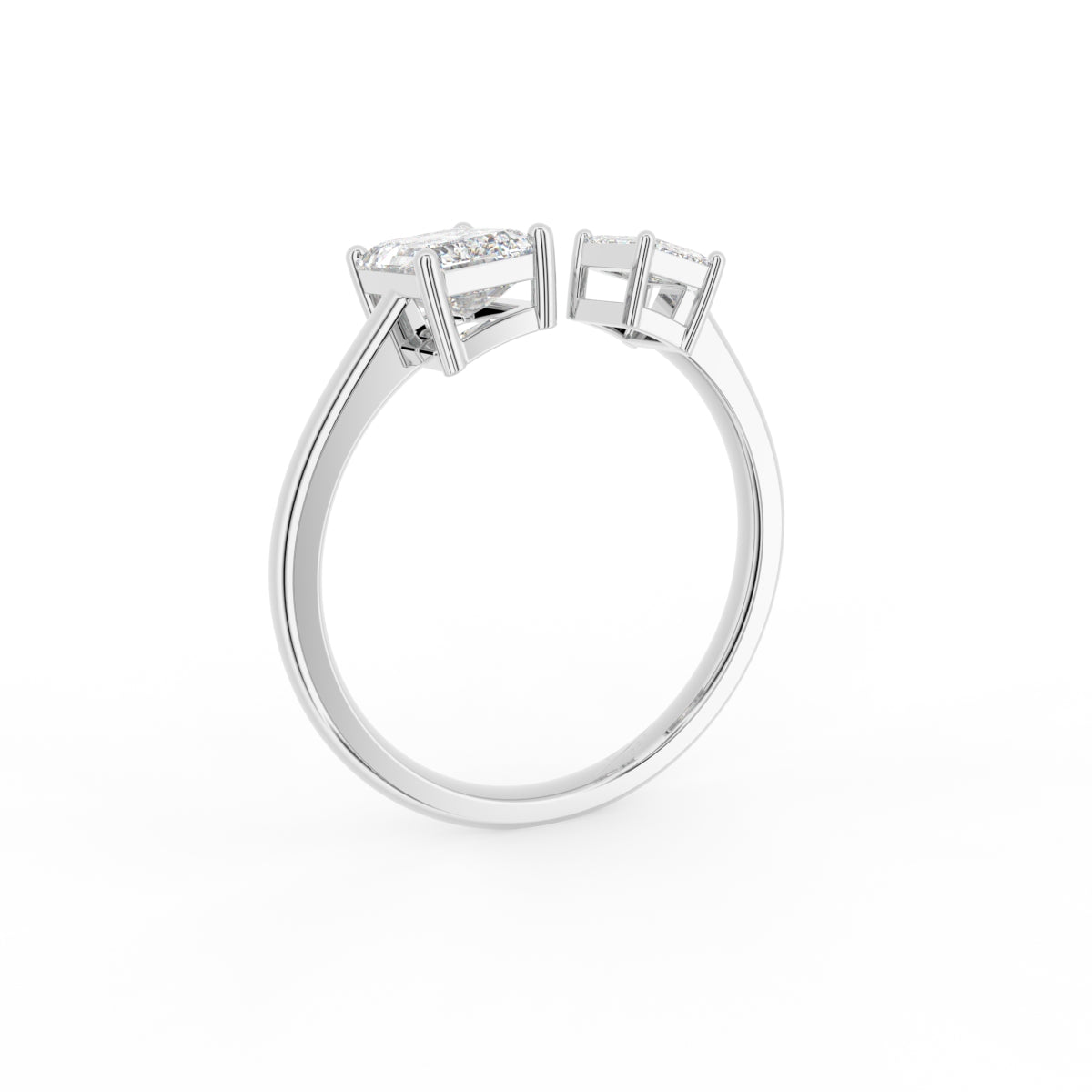 18K Yellow Gold Bespoke Emerald Diamond Ring — 3D VIEW