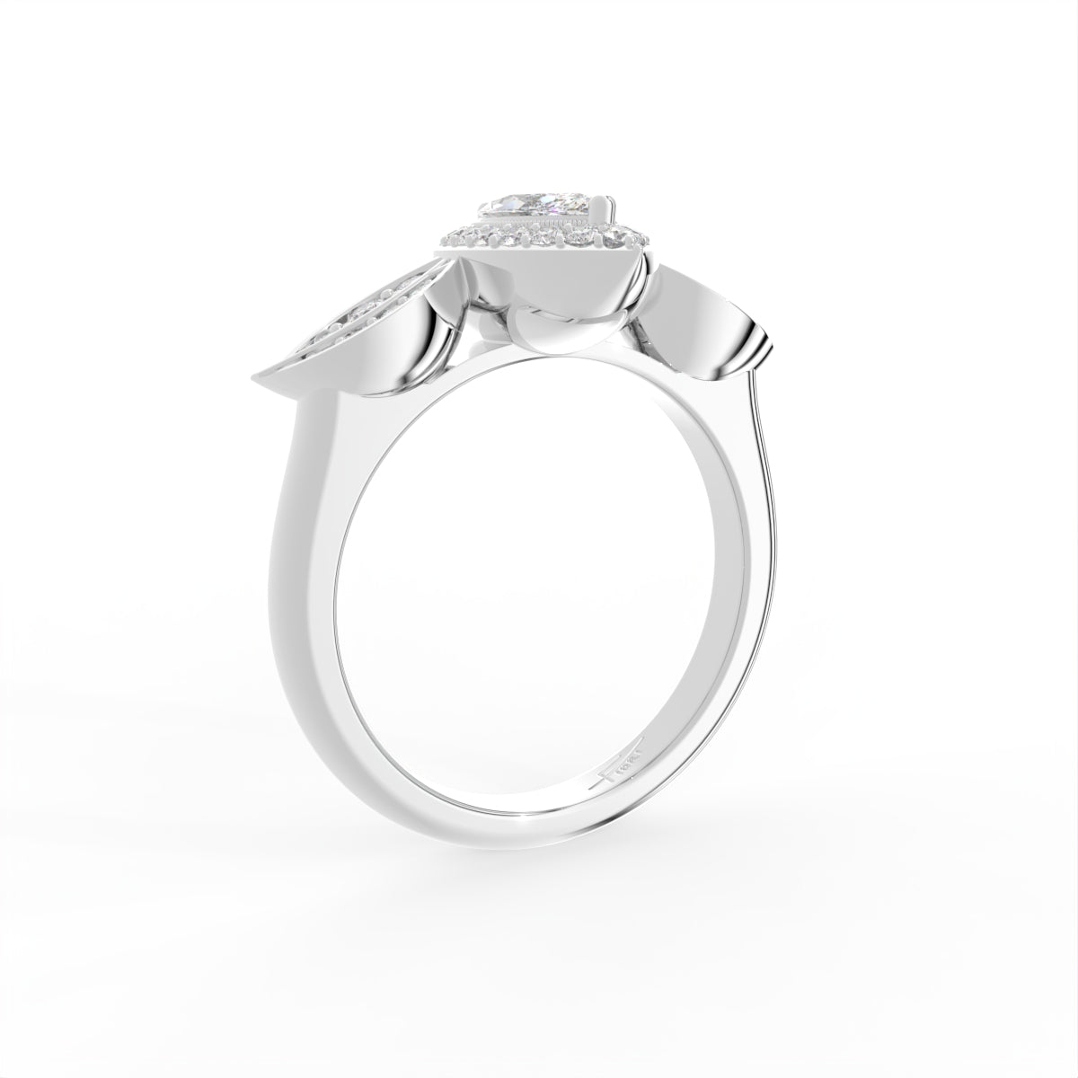 vimg:FJ5236|vimg:FJ5342|14K Halo Marquise Diamond Ring — 3D VIEW