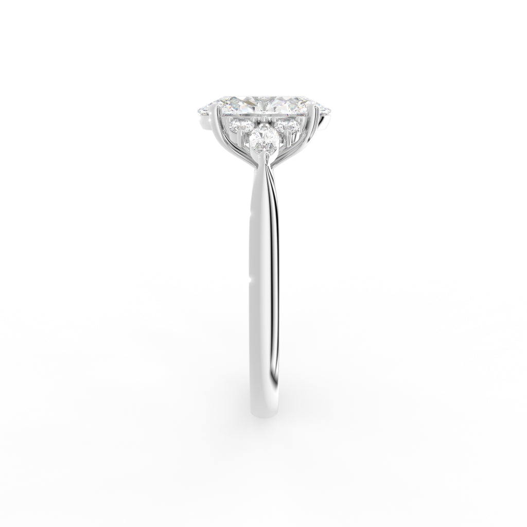 vimg:FJ6837|vimg:FJ6778|18K White Gold Solitaire Oval Diamond Engagement Ring — SIDE