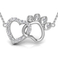 18K Bespoke Heart Paw Diamond Pendant — FRONT