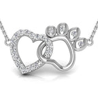 18K Bespoke Heart Paw Diamond Pendant — FRONT