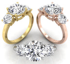 18K Trilogy Round Diamond Engagement Ring — 3 COLOR