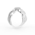 18K Halo Round Diamond Split Shank Ring — 3D VIEW
