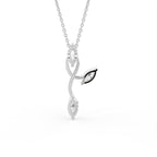 14K White Gold Floral Marquise Diamond Pendant — BACK