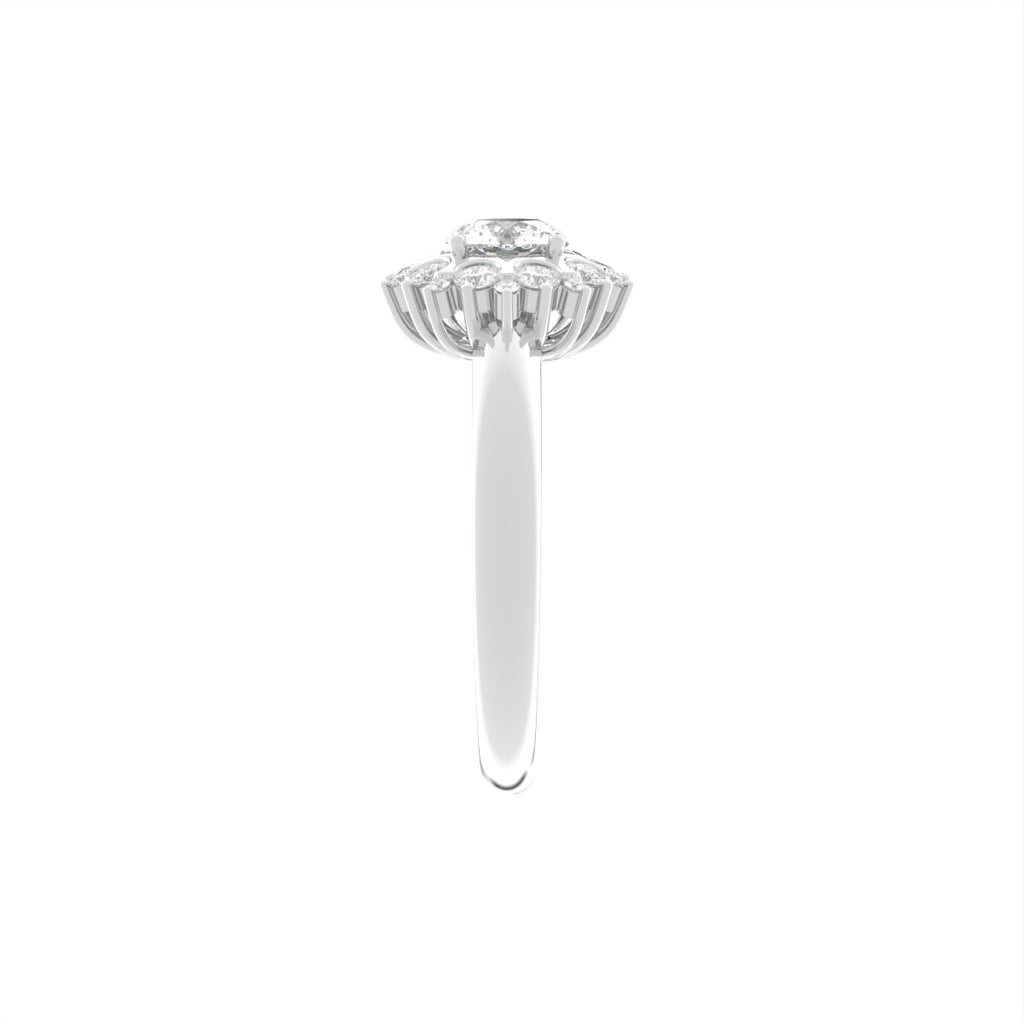 18K Halo Round Diamond Engagement Ring — SIDE