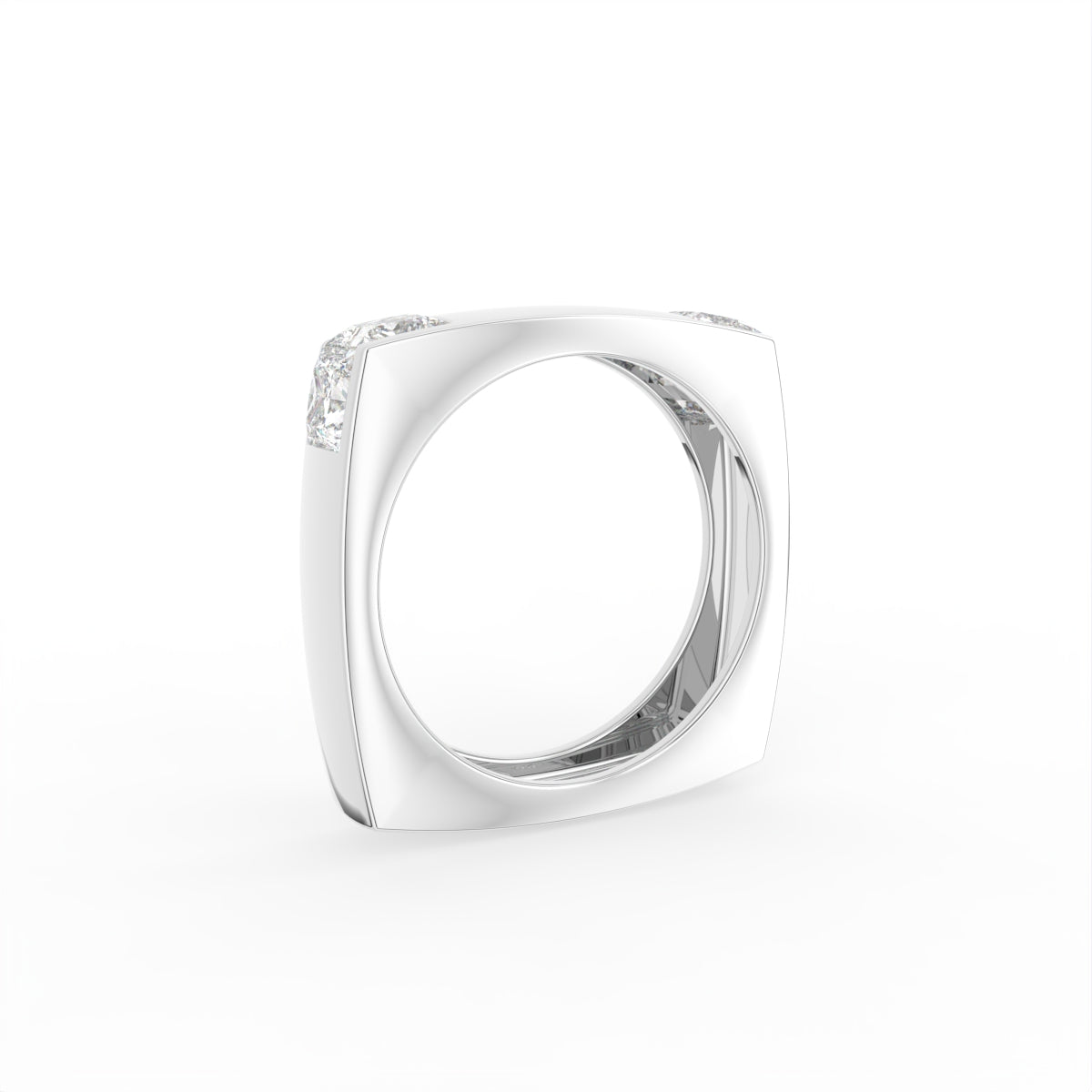 vimg:FJ4818|vimg:FJ4840|14K White Gold Princess Cut Diamond Ring — 3D VIEW