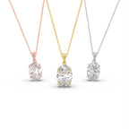 18K Solitaire Oval Diamond Pendant — 3 COLOR