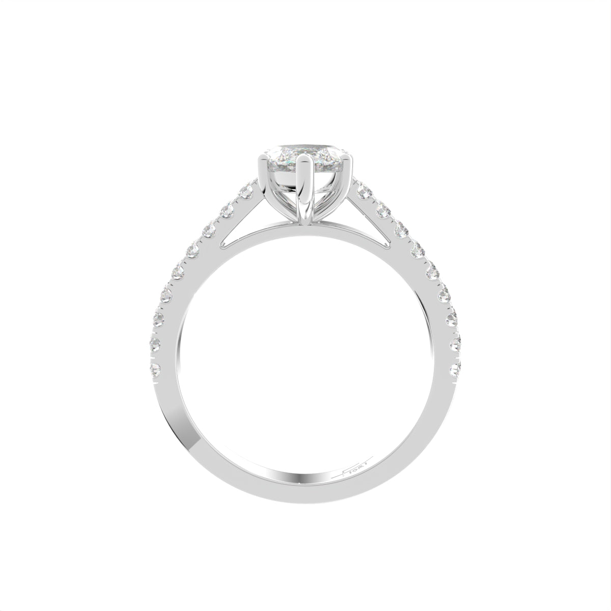 18K Solitaire Princess Diamond Engagement Ring — FRONT