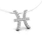 18K White Gold Zodiac Round Diamond Pendant — RIGHT
