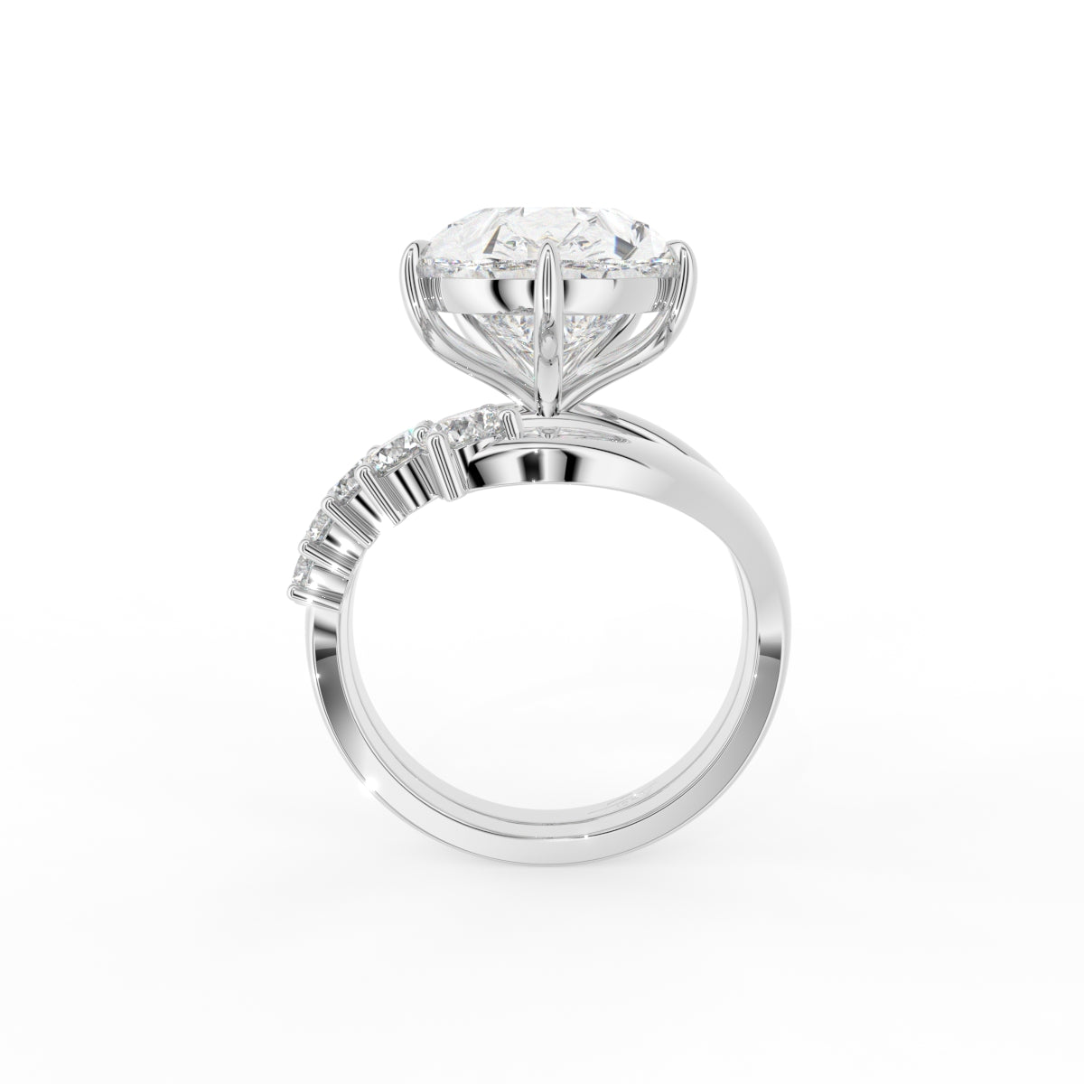 18K Pear Solitaire Diamond Engagement Ring — FRONT